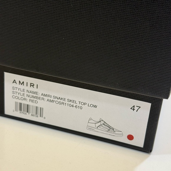 AMIRI Snake Skeleton Red and Black Men's Sneakers - Size 15 - Picture 2 of 11